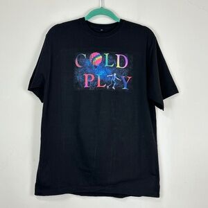 Cold Play "Head Full Of Dreams Tour" Black Graphic Concert T-Shirt L Colorful